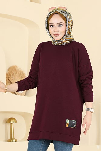 moda selvim Tunic 1017ETT926 Damson - Thumbnail