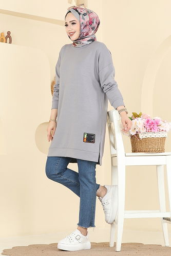 moda selvim Tunic 1017ETT926 Gray - Thumbnail