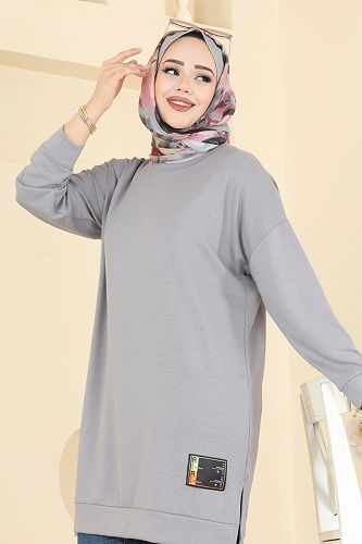 moda selvim Tunic 1017ETT926 Gray - Thumbnail