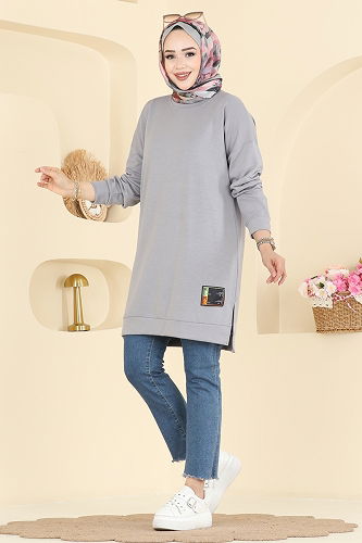 moda selvim Tunic 1017ETT926 Gray - Thumbnail
