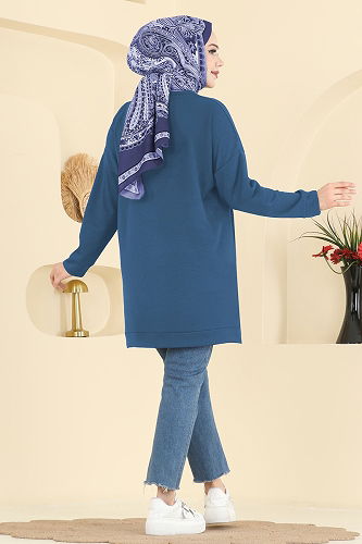 moda selvim Tunic 1017ETT926 Indigo - Thumbnail
