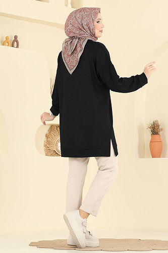 moda selvim Tunic 1018ETT926 Black - Thumbnail