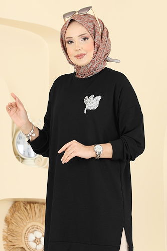 moda selvim Tunic 1018ETT926 Black - Thumbnail