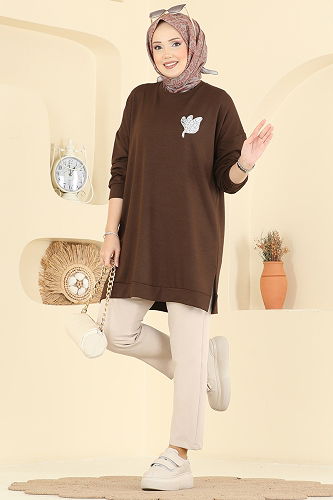 moda selvim Tunic 1018ETT926 Brown - Thumbnail
