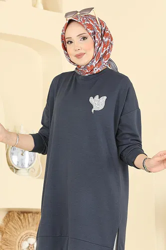 moda selvim Tunic 1018ETT926 Smoked - Thumbnail