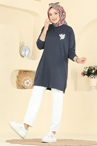 moda selvim Tunic 1018ETT926 Smoked - Thumbnail