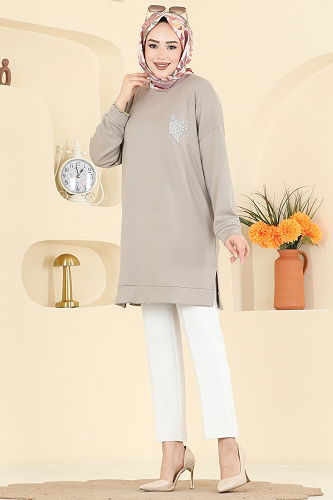 moda selvim بلوز بيج 1018ETT926 - Thumbnail