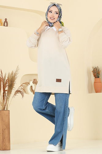 moda selvim بلوز بيج 101OZN1046 - Thumbnail