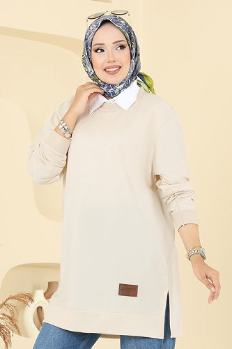 moda selvim بلوز بيج 101OZN1046 - Thumbnail