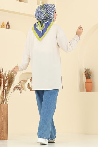 moda selvim بلوز بيج 101OZN1046 - Thumbnail