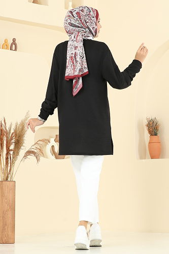 moda selvim Tunic 101OZN1046 Black - Thumbnail