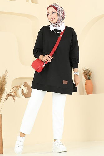 moda selvim بلوز أسود 101OZN1046 - Thumbnail