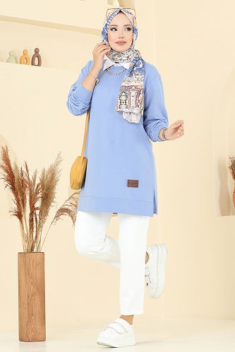 moda selvim Tunic 101OZN1046 Blue - Thumbnail