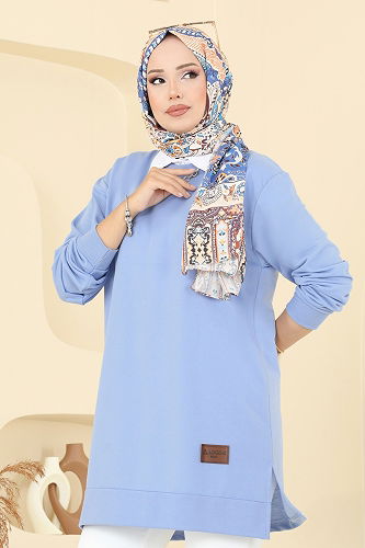 moda selvim بلوز أزرق 101OZN1046 - Thumbnail