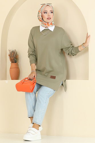 moda selvim Tunic 101OZN1046 Khaki - Thumbnail