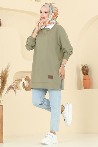 moda selvim Tunic 101OZN1046 Khaki - Thumbnail