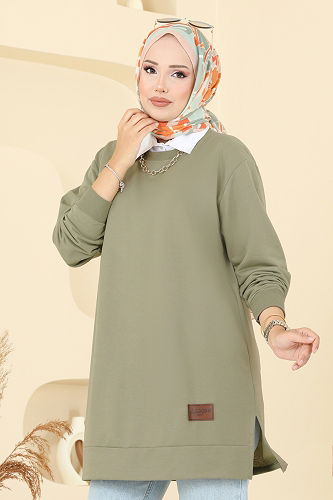 moda selvim بلوز اخضر عفني 101OZN1046 - Thumbnail