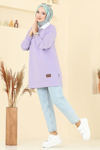 moda selvim Tunic 101OZN1046 Lilac - Thumbnail