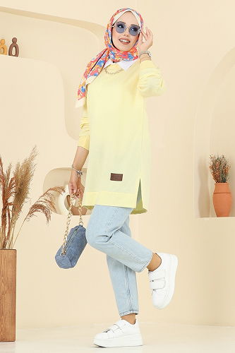 moda selvim Tunic 101OZN1046 Yellow - Thumbnail