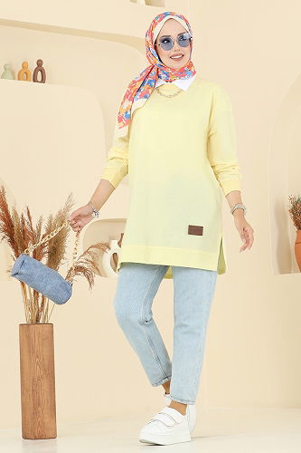 moda selvim Tunic 101OZN1046 Yellow - Thumbnail