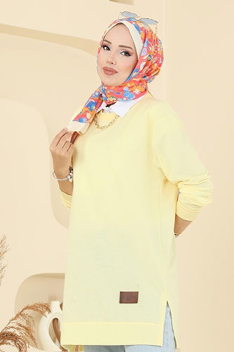 moda selvim Tunic 101OZN1046 Yellow - Thumbnail