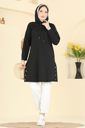 moda selvim Tunic 1020ETT926 Black - Thumbnail