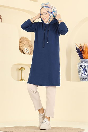 moda selvim بلوز كحلي 1020ETT926 - Thumbnail