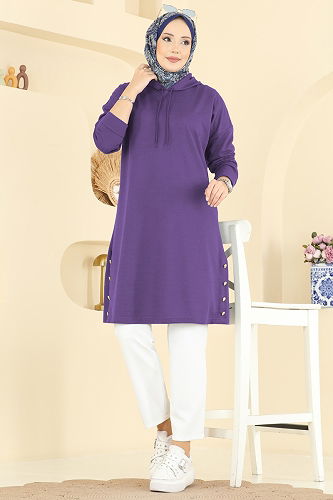 moda selvim Tunic 1020ETT926 Purple - Thumbnail