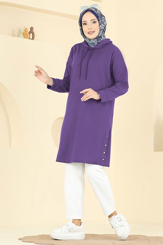 moda selvim Tunic 1020ETT926 Purple - Thumbnail
