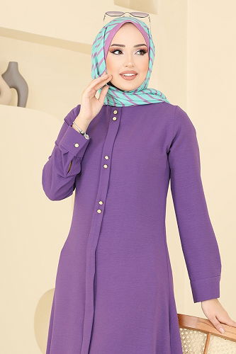 moda selvim Tunic 1027BM387 Dark Lilac - Thumbnail