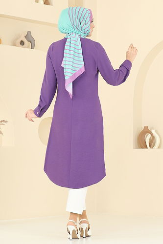moda selvim Tunic 1027BM387 Dark Lilac - Thumbnail