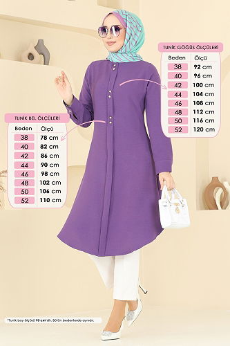 moda selvim بلوز ليلكي غامق 1027BM387 - Thumbnail