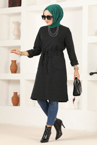 moda selvim Tunic 1029BRZ597 Black - Thumbnail