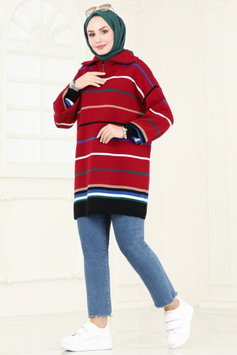 moda selvim Tunic 1029KLN570 Red - Thumbnail