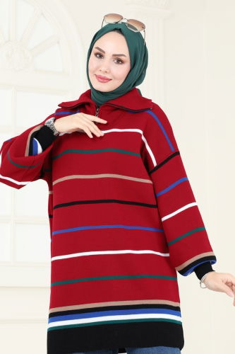 moda selvim Tunic 1029KLN570 Red - Thumbnail