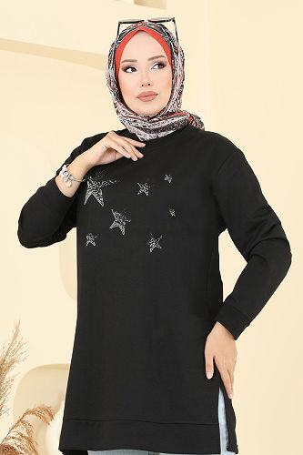 moda selvim Tunic 102OZN1046 Black - Thumbnail