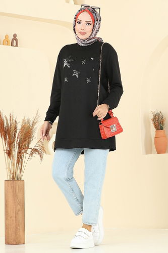 moda selvim بلوز أسود 102OZN1046 - Thumbnail