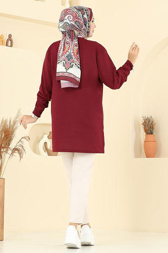 moda selvim بلوز خمري 102OZN1046 - Thumbnail