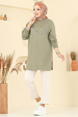 moda selvim Tunic 102OZN1046 Khaki - Thumbnail