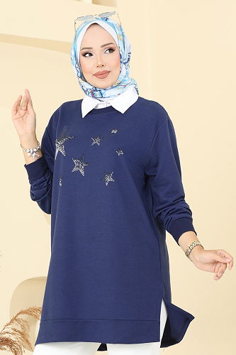 moda selvim Tunic 102OZN1046 Navy Blue - Thumbnail
