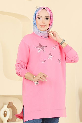 moda selvim Tunic 102OZN1046 Pink - Thumbnail