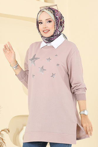 moda selvim بلوز بيج 102OZN1046 - Thumbnail