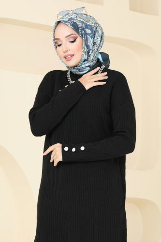 moda selvim Tunic 1032KLN570 Black - Thumbnail