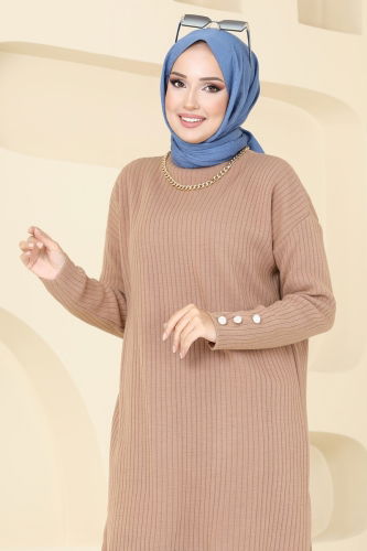 moda selvim Tunic 1032KLN570 Latte - Thumbnail