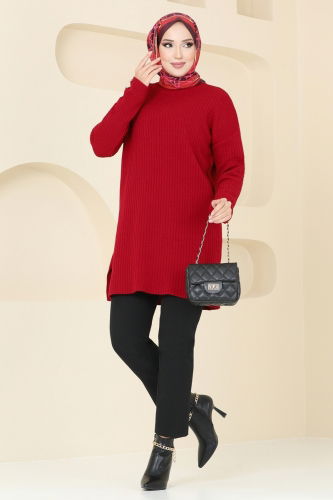 moda selvim Tunic 1032KLN570 Red - Thumbnail