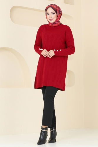 moda selvim Tunic 1032KLN570 Red - Thumbnail