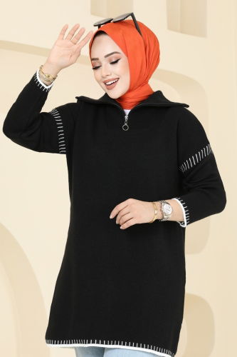 moda selvim Tunic 1039KLN570 Black - Thumbnail