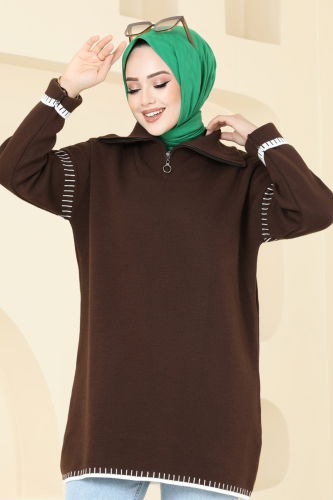 moda selvim Tunic 1039KLN570 Brown - Thumbnail