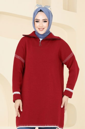 moda selvim Tunic 1039KLN570 Red - Thumbnail