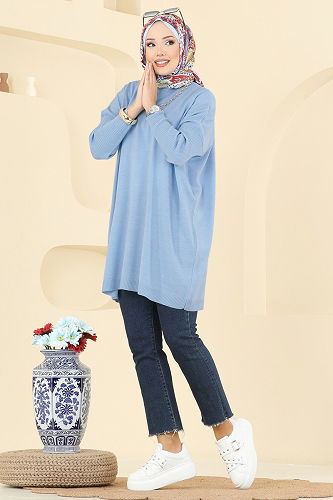 moda selvim Tunic 1047KLN570 Baby Blue - Thumbnail